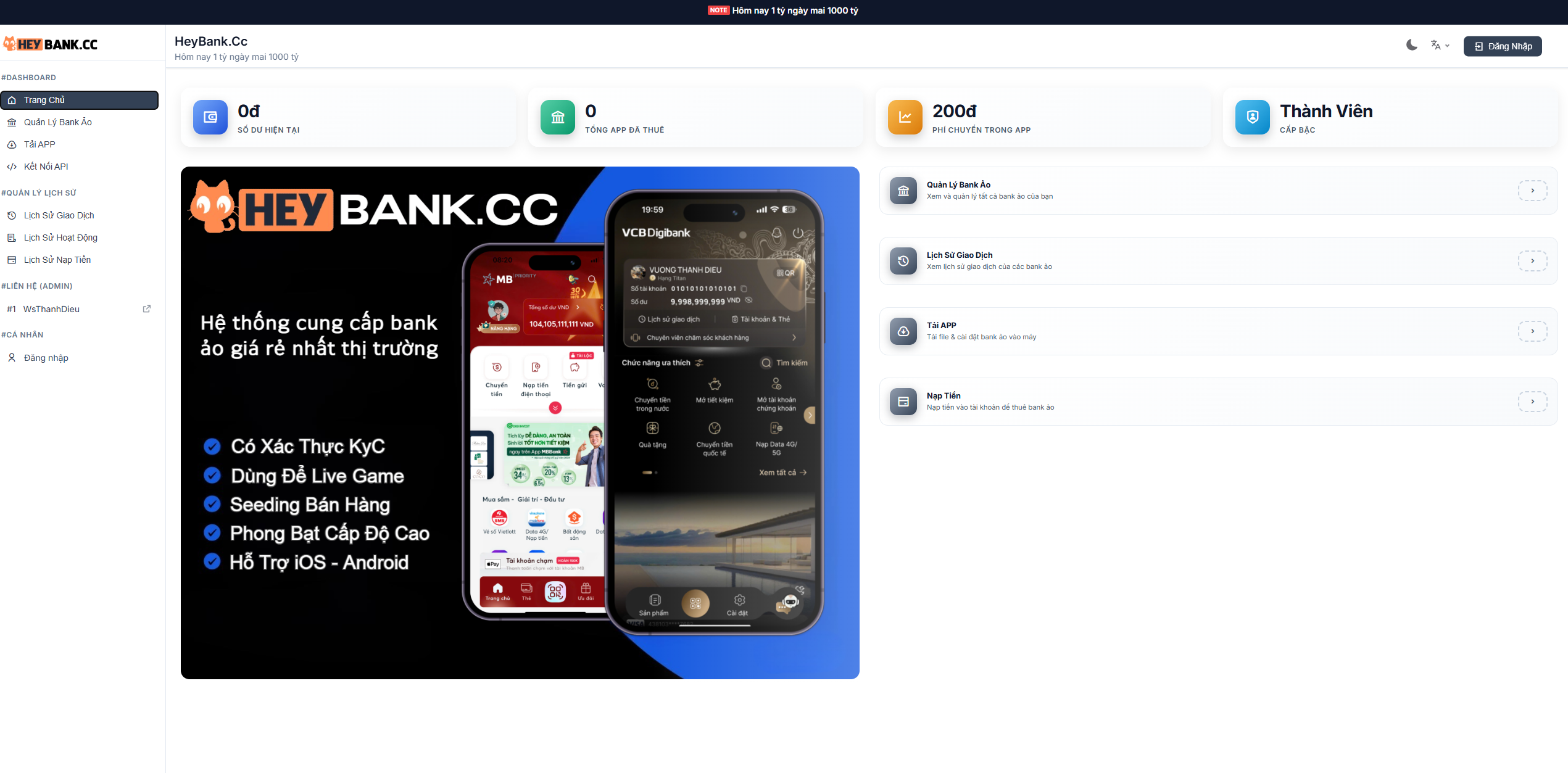 Source Code Cho Thuê Bank Ảo