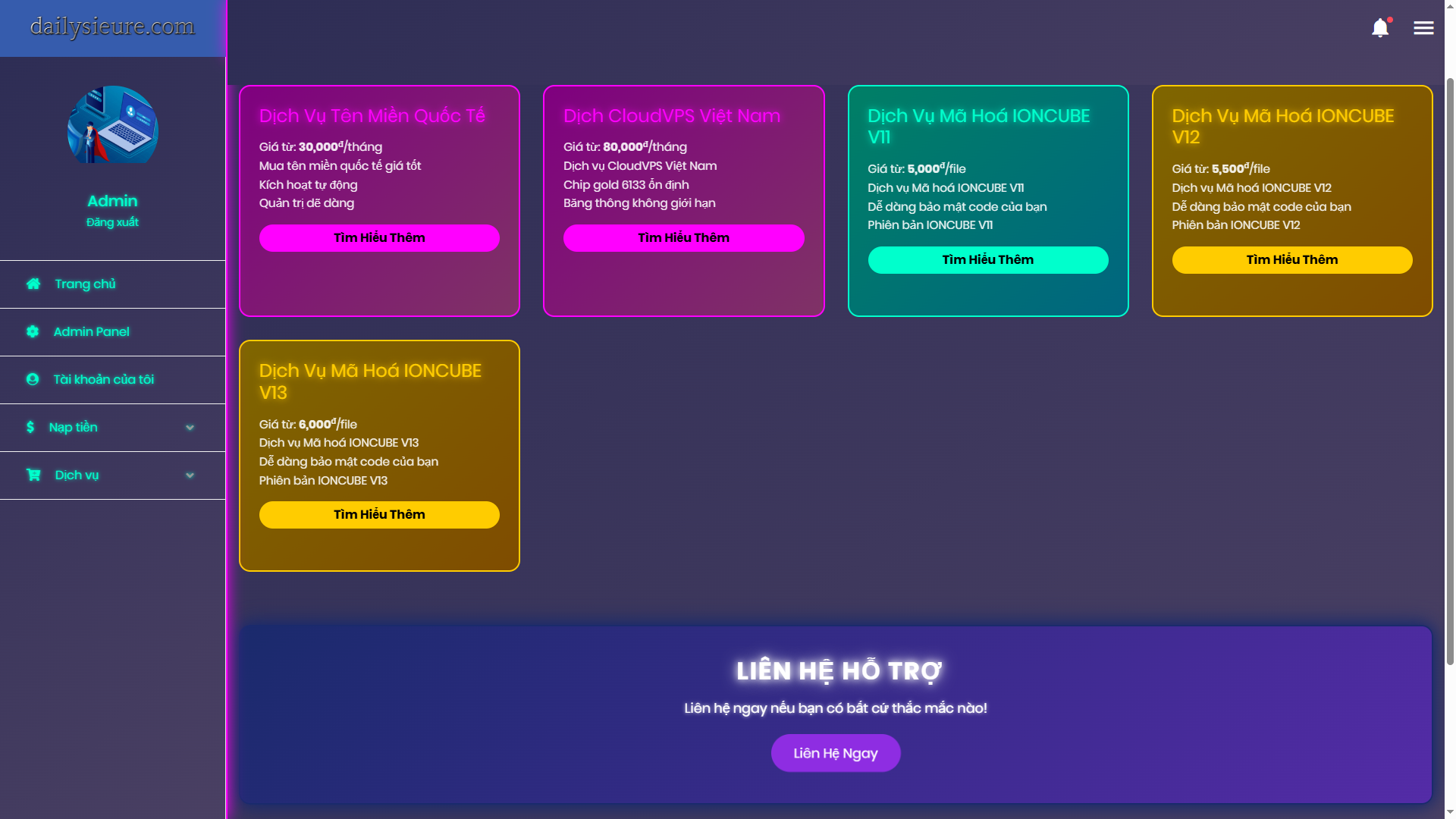 Code web bán dịch vụ tổng hợp các modules của dailysieure